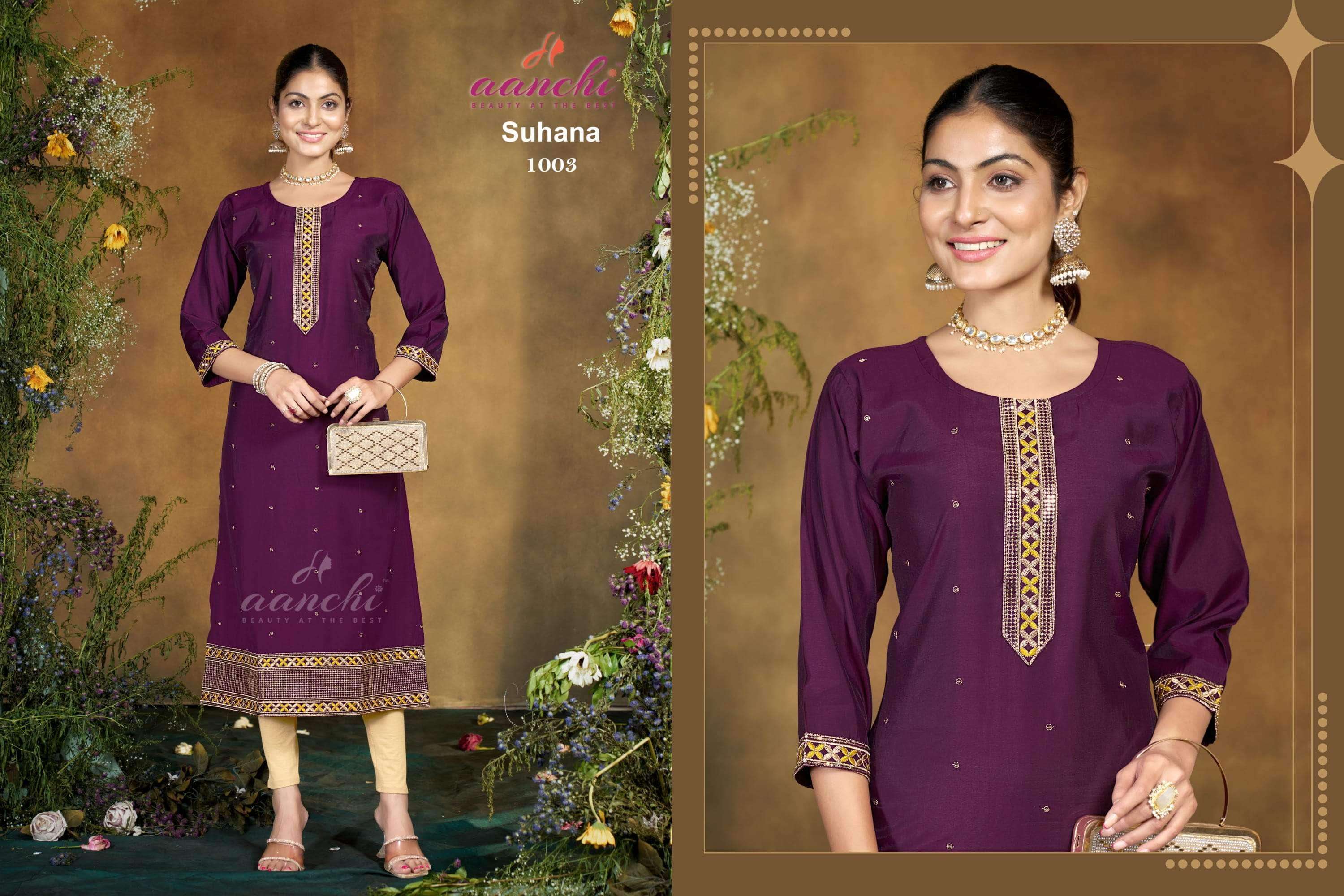 AANCHI SUHANA Roman Silk Embroidered Dresses
