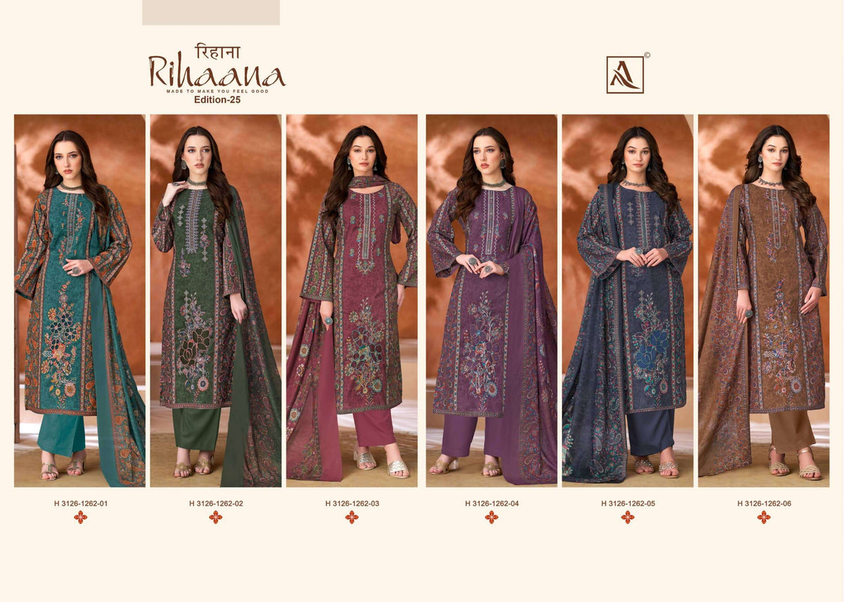 ALOK SUIT RIHAANA VOL-25 Cambric Cotton Pakistani Suit