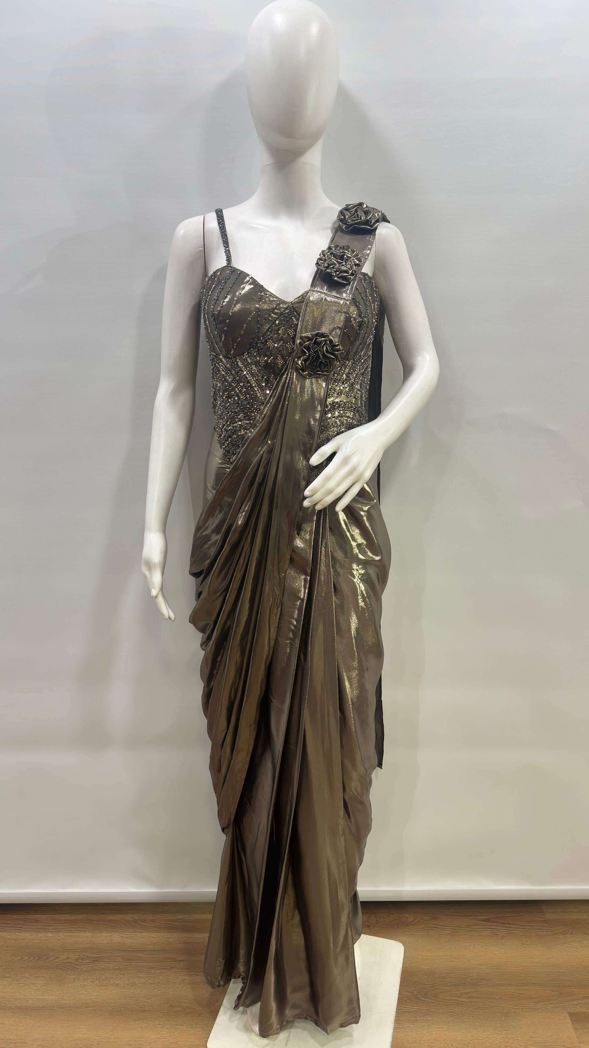 Amoha Trendz A-570 Fancy Embroidery Stitched Ready To Wear Saree