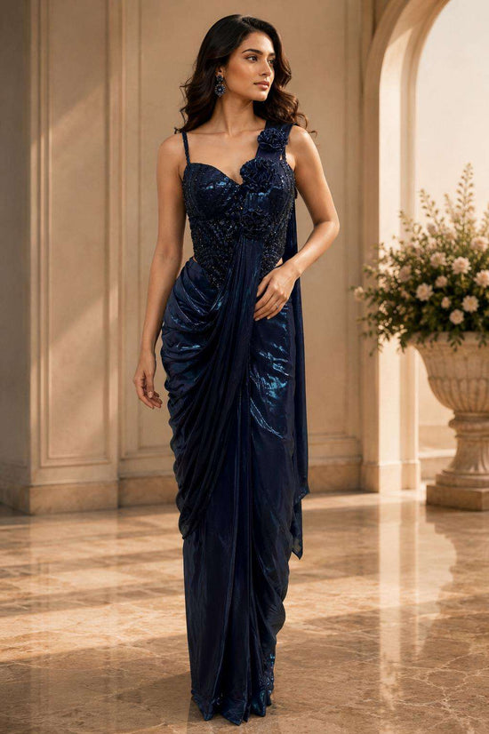 Amoha Trendz A-570 Fancy Embroidery Stitched Ready To Wear Saree
