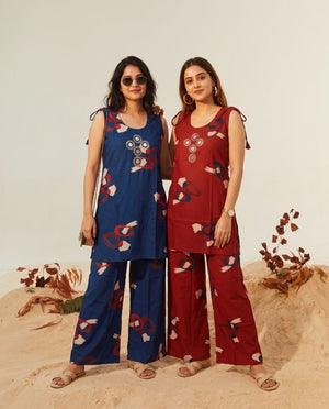 Amrah Wholesale Naisha K 1251 Rayon Discharge Print Mirror Work Co Ord Set