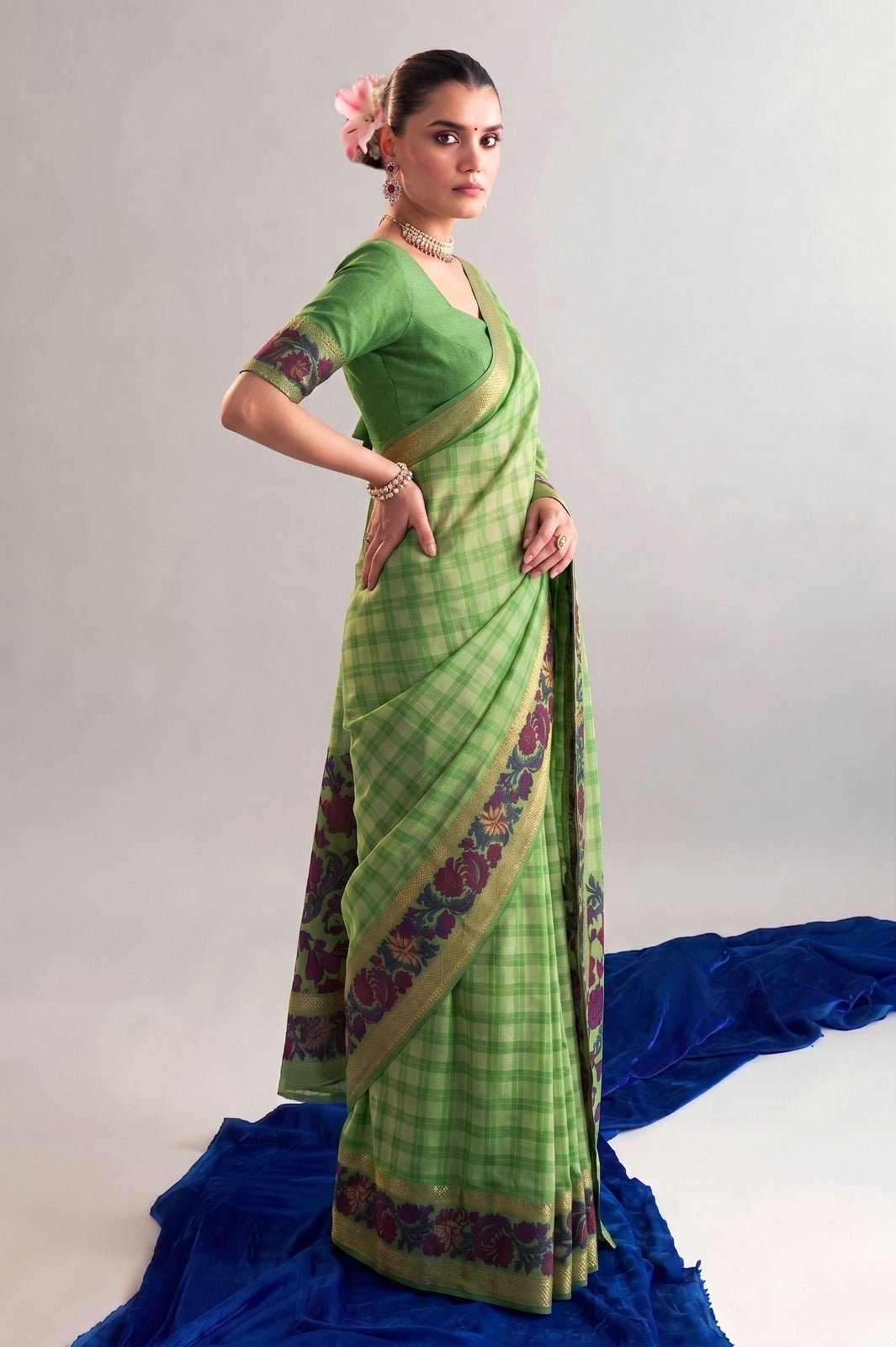 Amrah Wholesale Taraa L 7035 Polyester Viscose Chanderi Saree - Amrah Wholesale