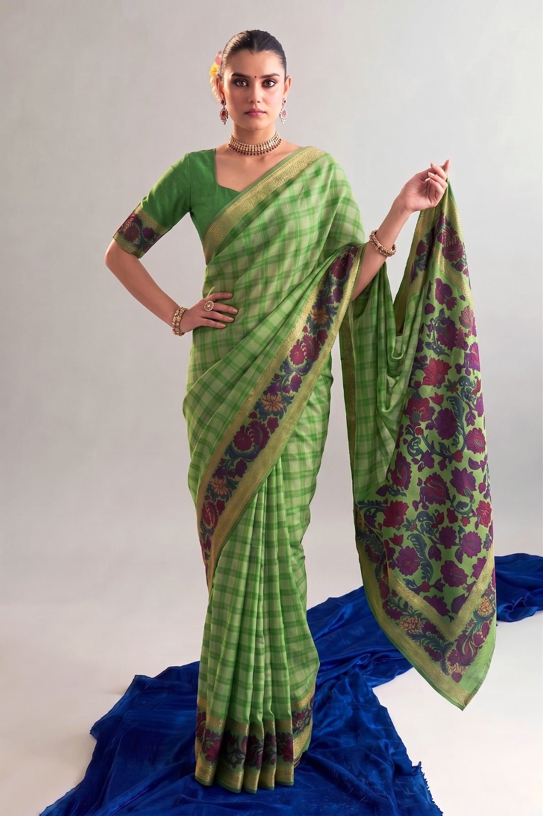 Amrah Wholesale Taraa L 7035 Polyester Viscose Chanderi Saree - Amrah Wholesale