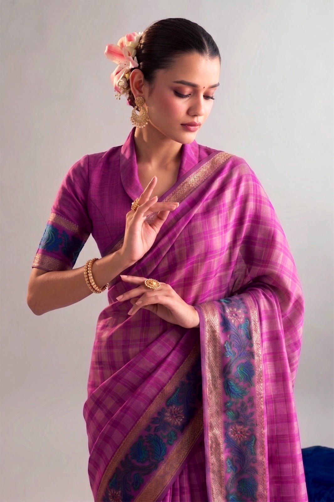 Amrah Wholesale Taraa L 7035 Polyester Viscose Chanderi Saree - Amrah Wholesale