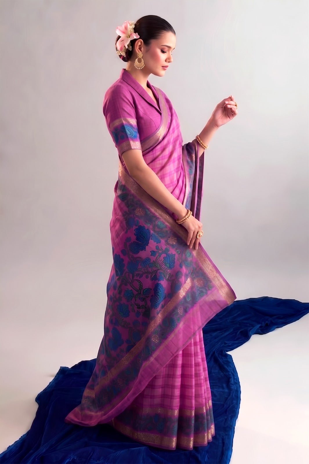 Amrah Wholesale Taraa L 7035 Polyester Viscose Chanderi Saree - Amrah Wholesale