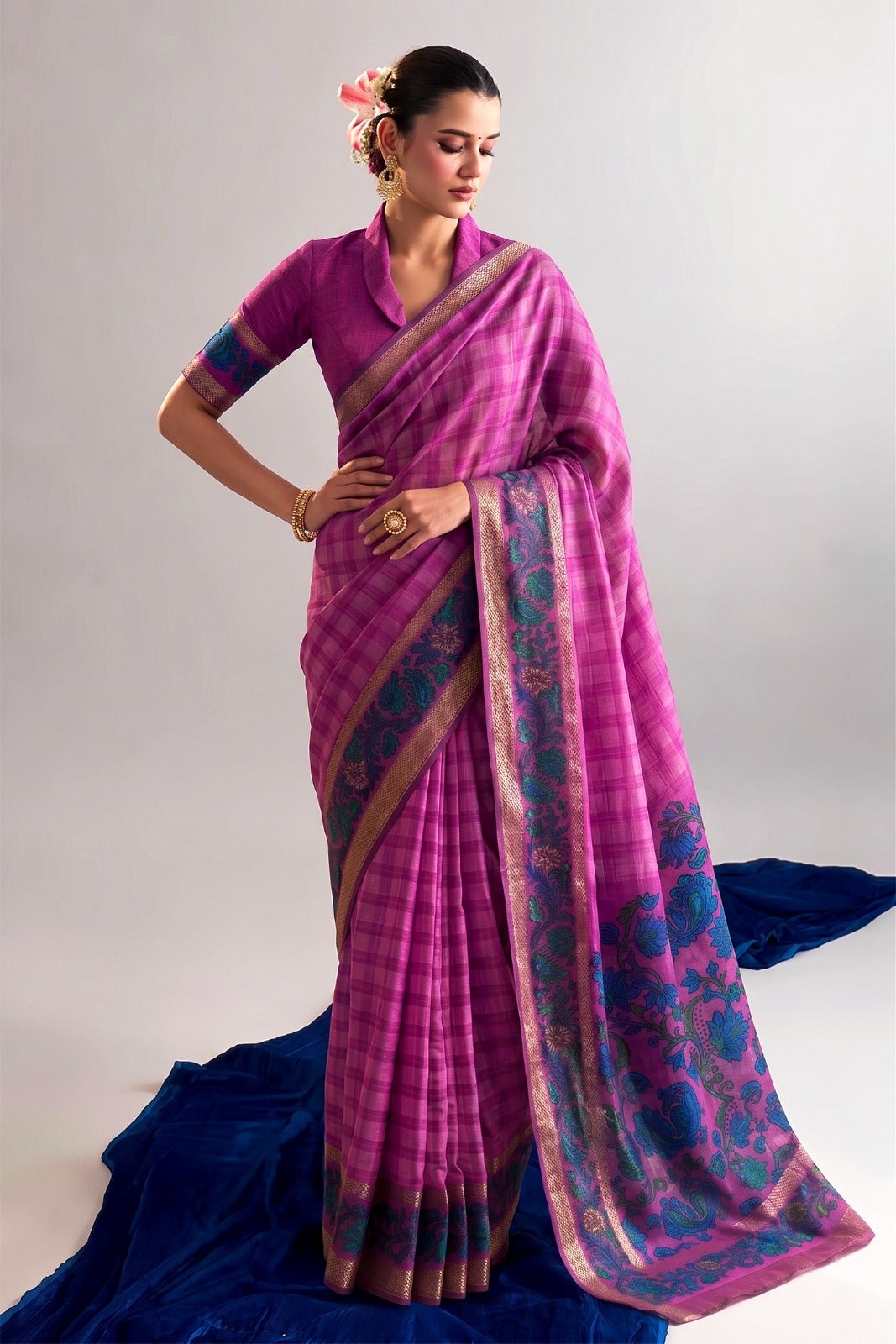 Amrah Wholesale Taraa L 7035 Polyester Viscose Chanderi Saree - Amrah Wholesale