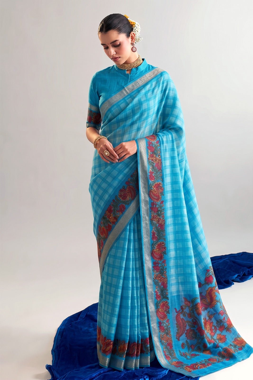 Amrah Wholesale Taraa L 7035 Polyester Viscose Chanderi Saree - Amrah Wholesale