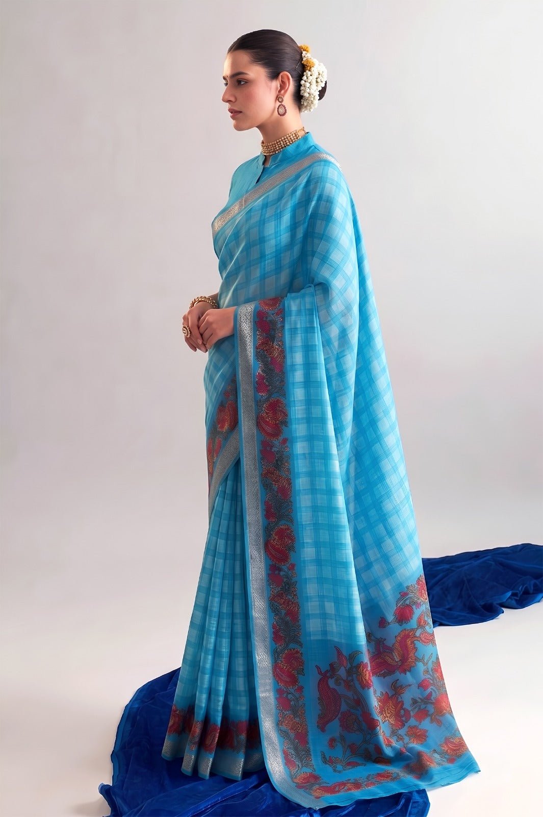 Amrah Wholesale Taraa L 7035 Polyester Viscose Chanderi Saree - Amrah Wholesale