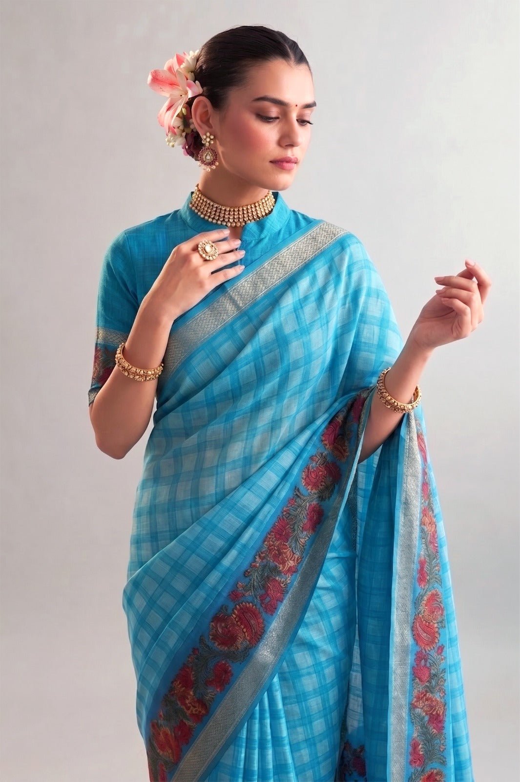 Amrah Wholesale Taraa L 7035 Polyester Viscose Chanderi Saree - Amrah Wholesale