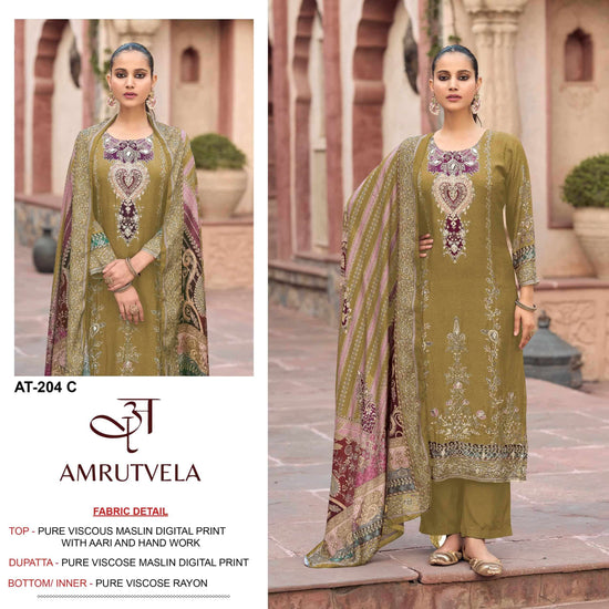 AMRUTVELA AT-204 Viscose Muslin Pakistani Suit