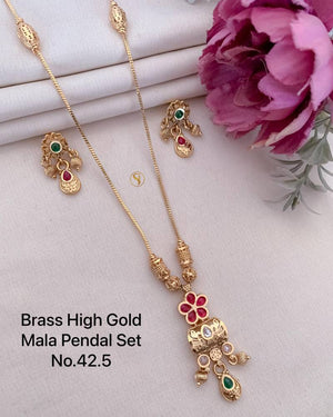 Brass High Gold Mala Pendal Set 14