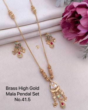 Brass High Gold Mala Pendal Set 14