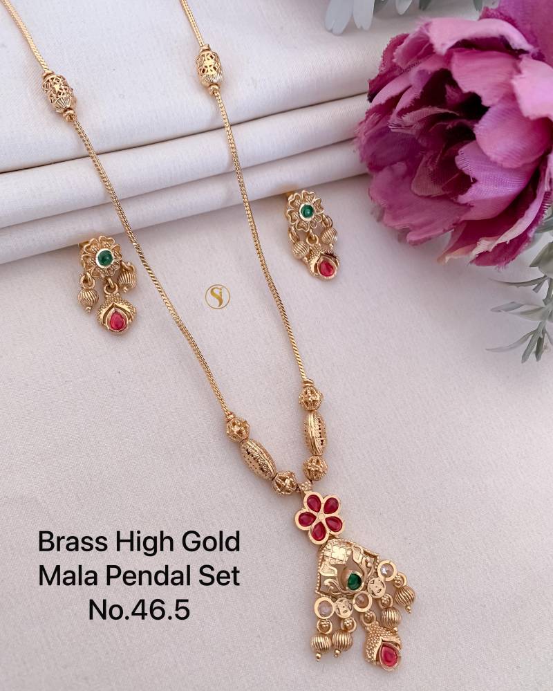 Brass High Gold Mala Pendal Set 14