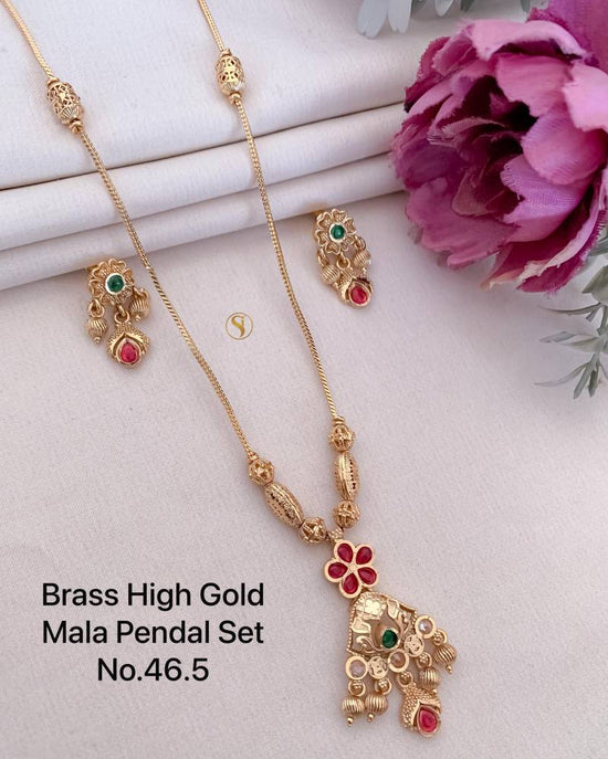 Brass High Gold Mala Pendal Set 14