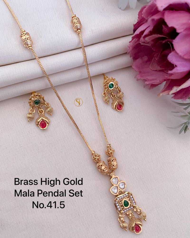 Brass High Gold Mala Pendal Set 14