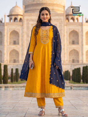 Blue Hills Afreen Vichitra Silk Embroidery Stitched Dresses
