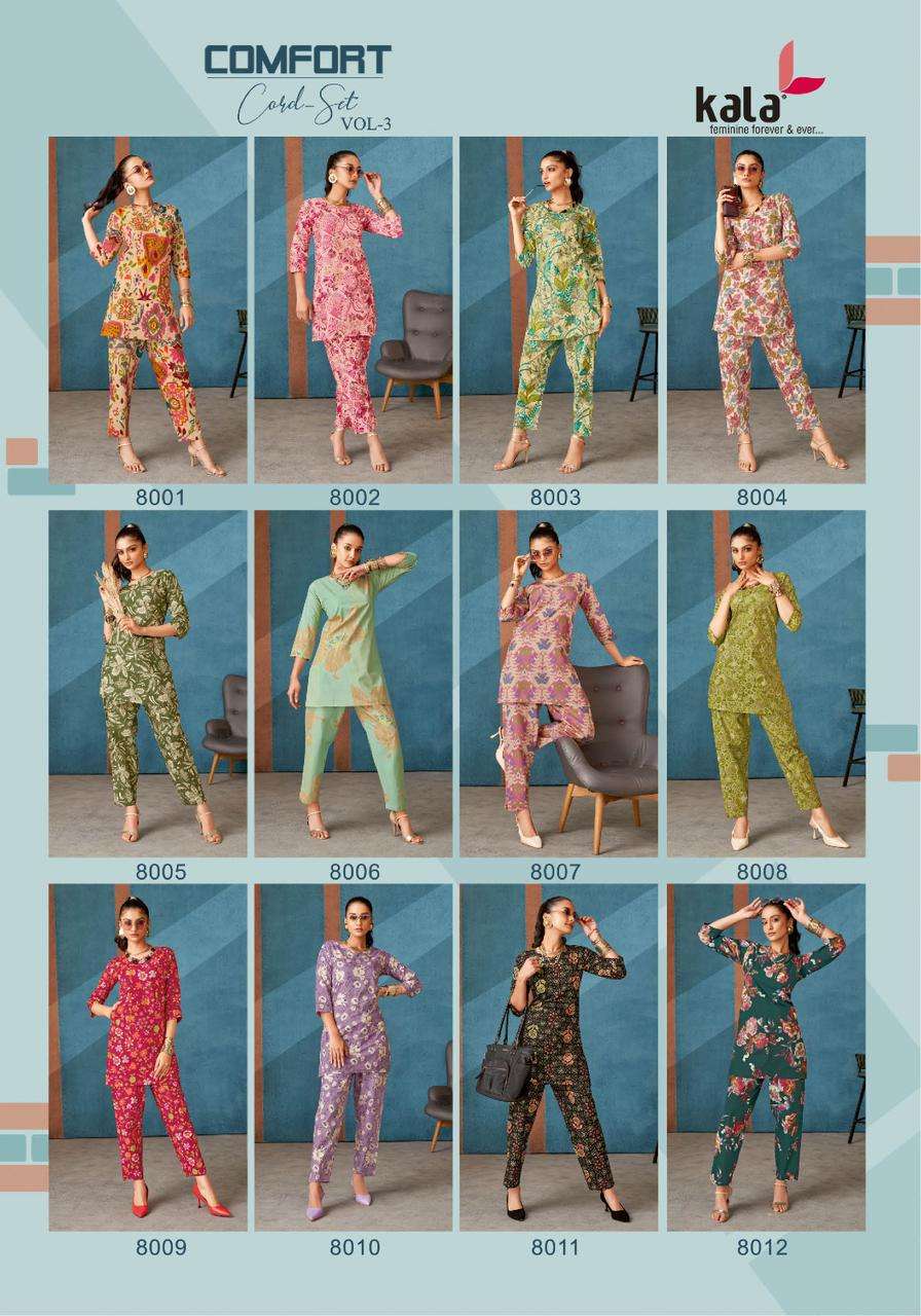 Kala Comfort Co-ord Set Vol-03  (12 Pcs)