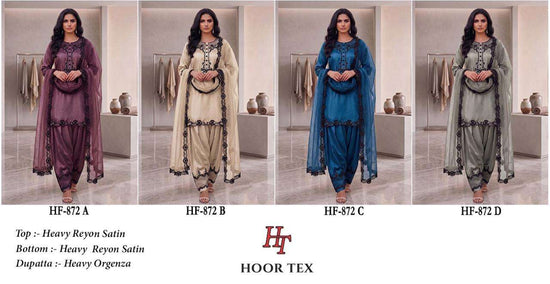 Hoor Tex HF-872 Rayon Satin Embroidered Stitched Salwar Suit Set Wholesale