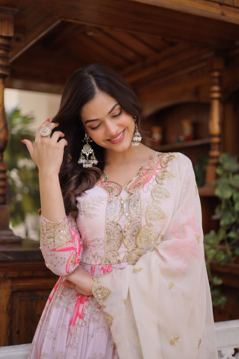 Ka 1243 Russian Silk Gown with Dupatta