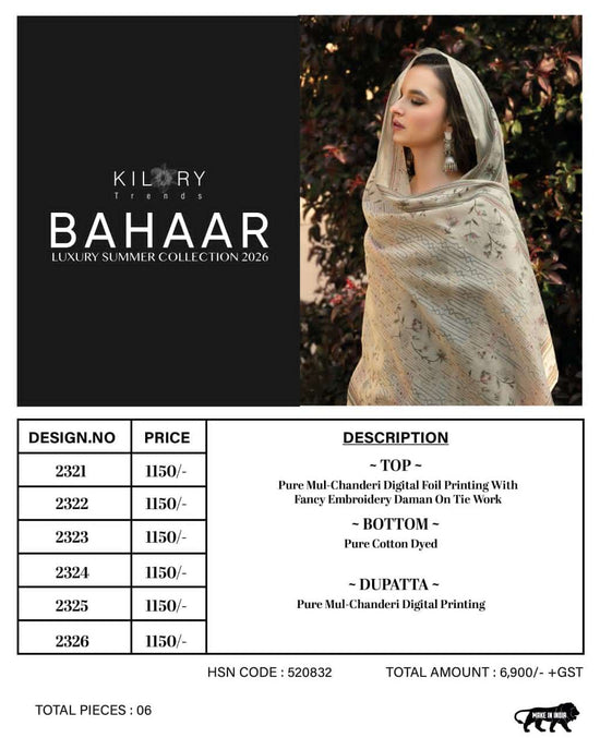 Kilory Bahaar Digital Printed Fancy Suit Dress Material Wholesale - Amrah Wholesale