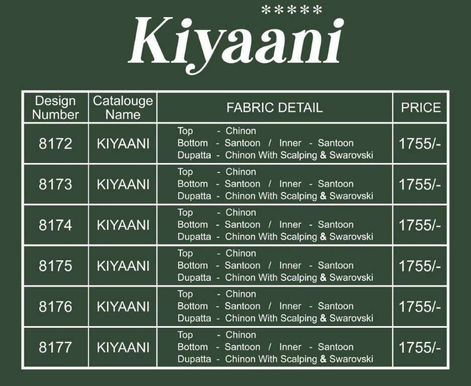 Bela Fashion Kiyaan  (6 Pcs)
