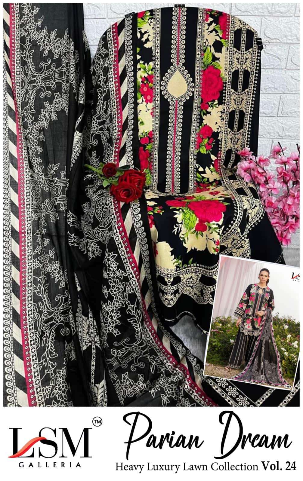 LSM Fabrics Parian Dream Vol 24 Pure Lawn Pakistani Suit