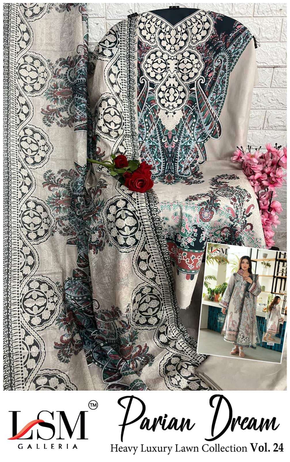 LSM Fabrics Parian Dream Vol 24 Pure Lawn Pakistani Suit