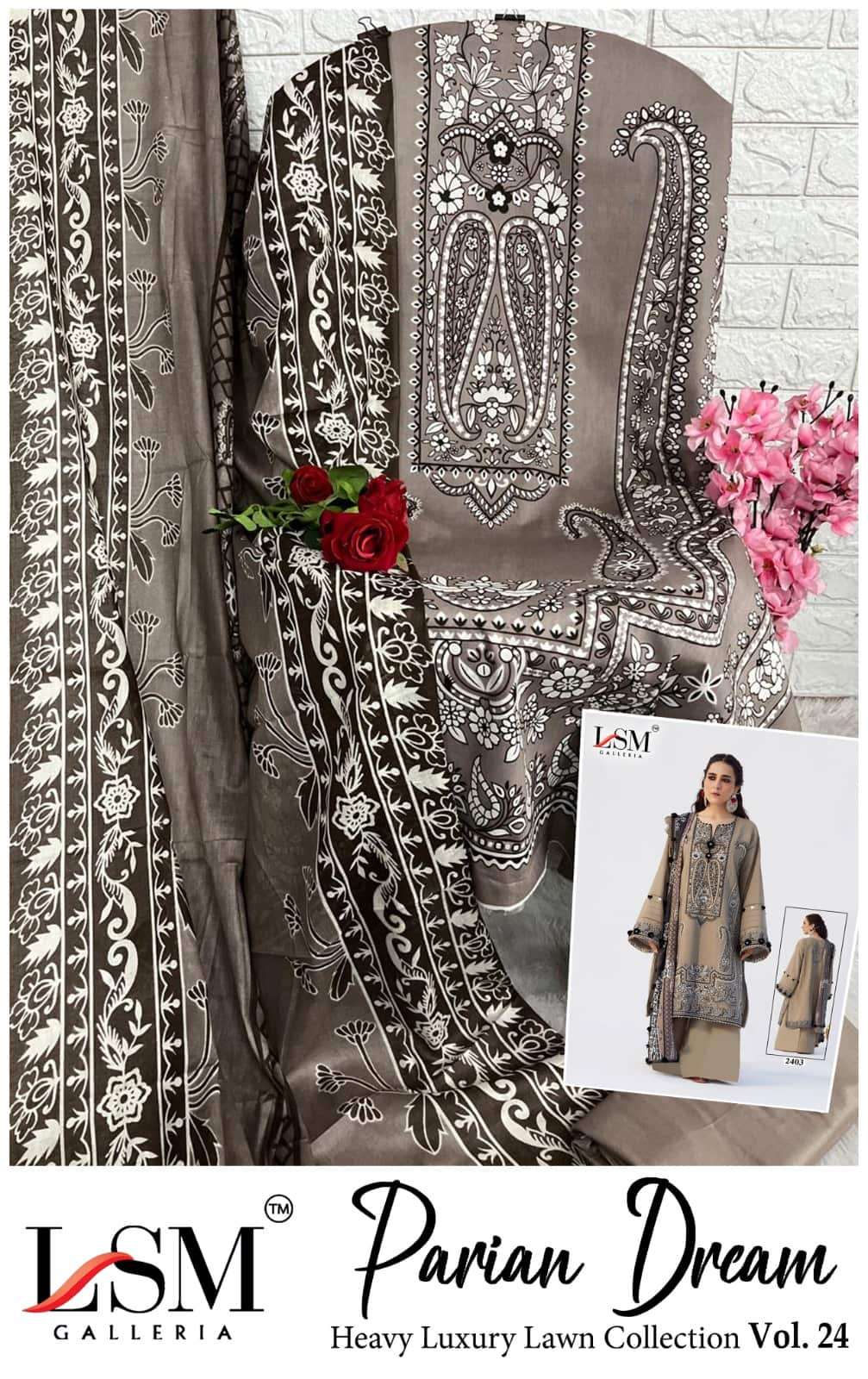 LSM Fabrics Parian Dream Vol 24 Pure Lawn Pakistani Suit