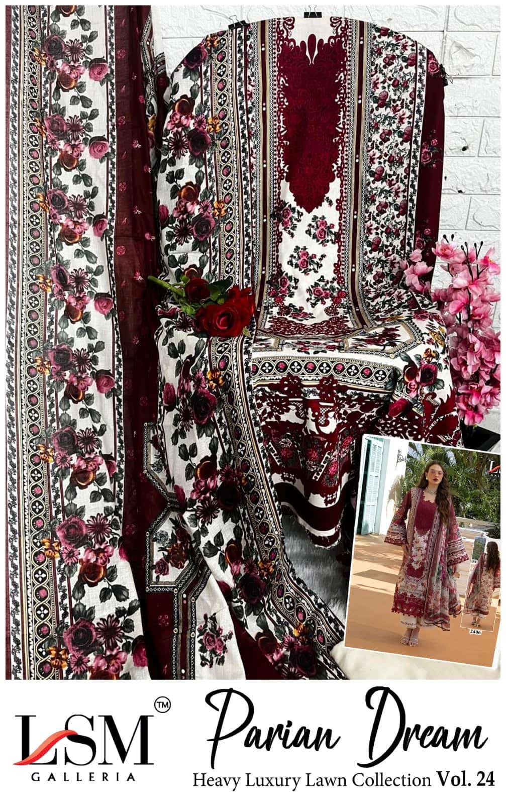 LSM Fabrics Parian Dream Vol 24 Pure Lawn Pakistani Suit