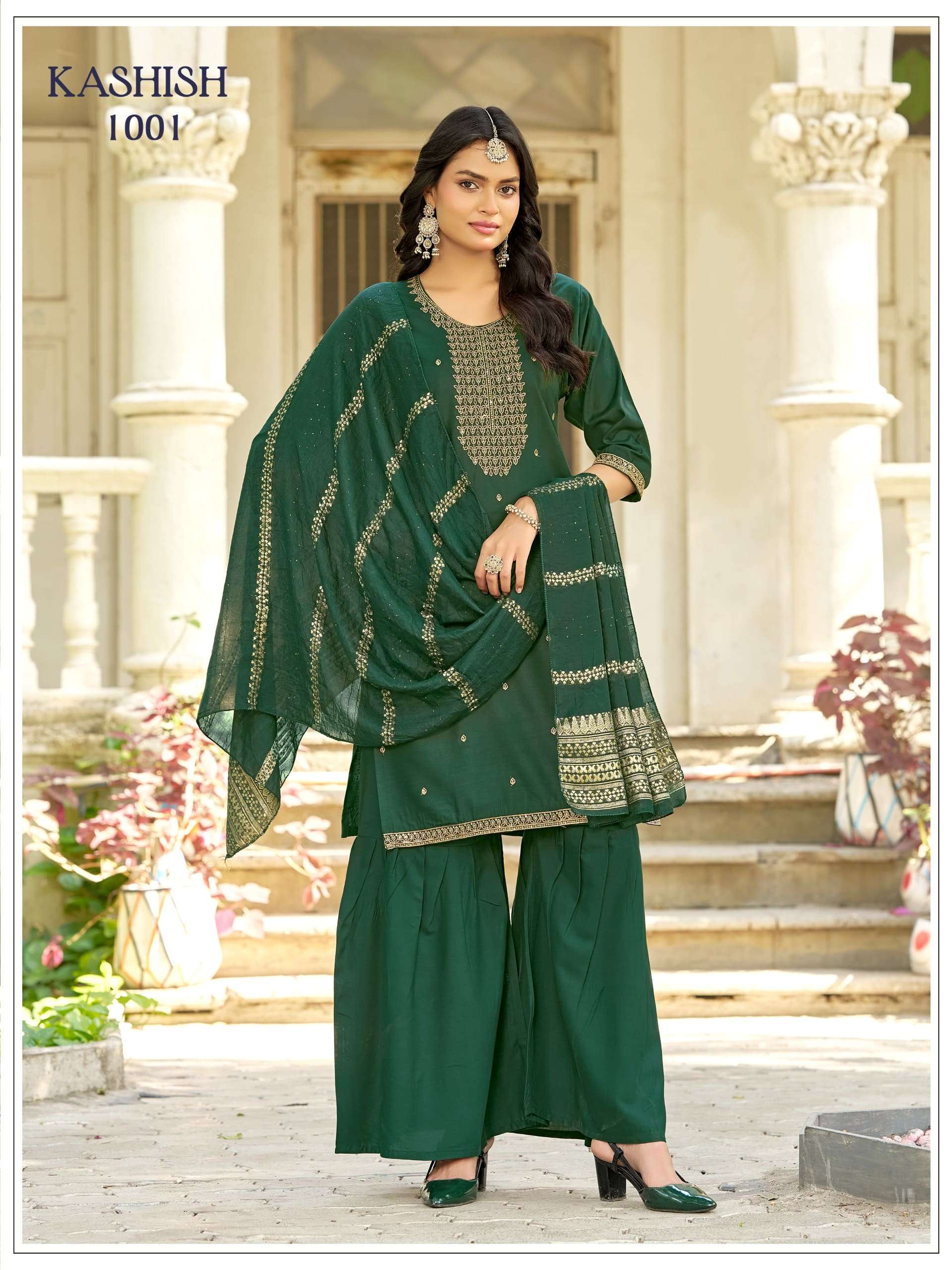 Mukesh Kashish 1001–1007 Rayon Sharara Salwar Suit Set