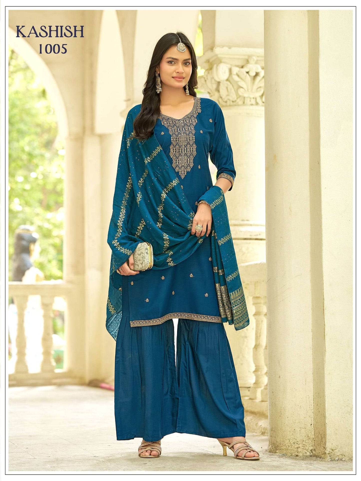 Mukesh Kashish 1001–1007 Rayon Sharara Salwar Suit Set