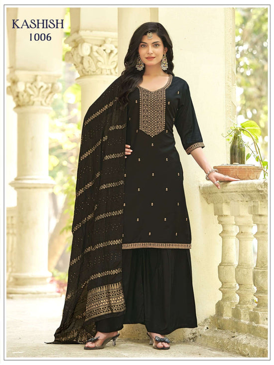 Mukesh Kashish 1001–1007 Rayon Sharara Salwar Suit Set