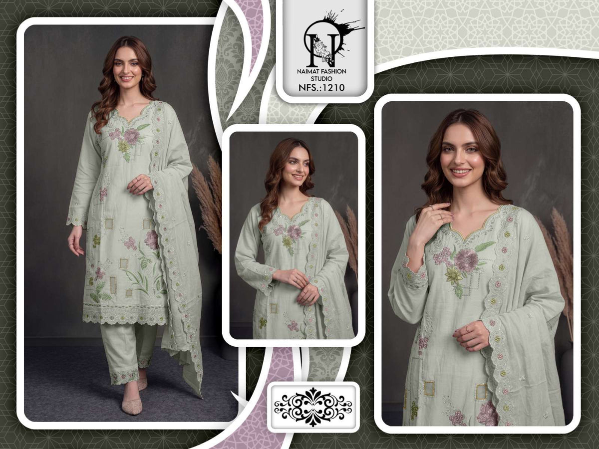 NAIMAT FASHION NFS-1210 Cotton Embroidery Hand Work Pakistani Suit Set