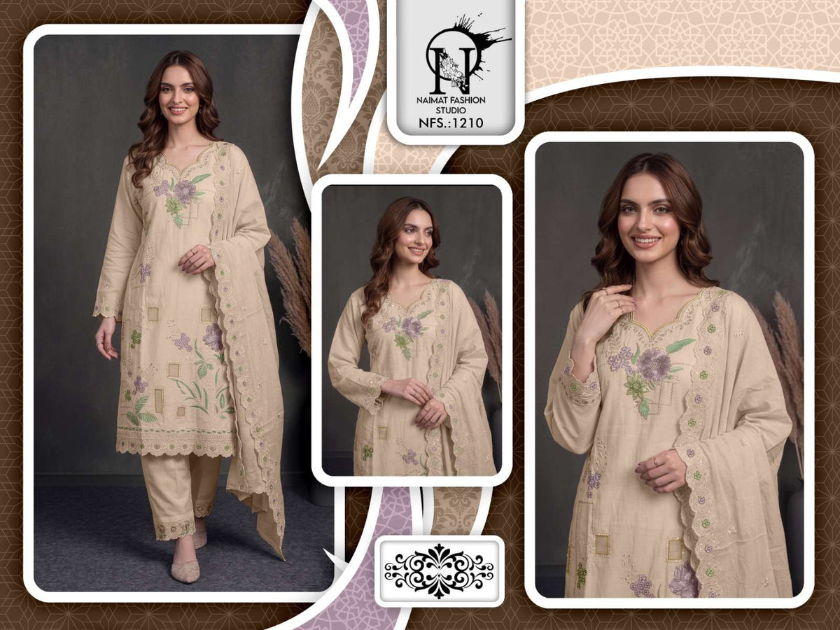 NAIMAT FASHION NFS-1210 Cotton Embroidery Hand Work Pakistani Suit Set