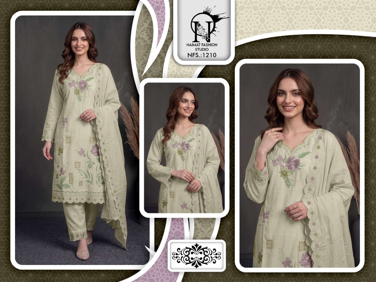 NAIMAT FASHION NFS-1210 Cotton Embroidery Hand Work Pakistani Suit Set