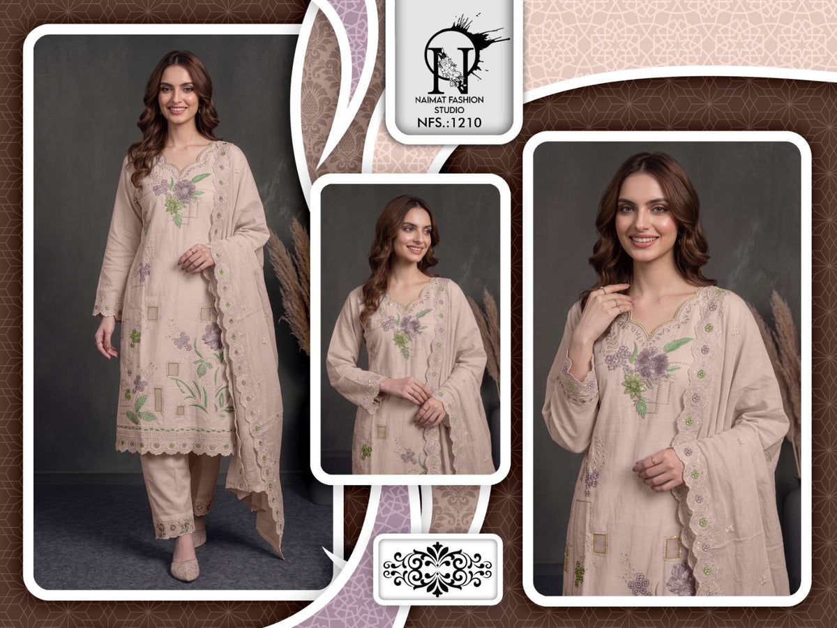 NAIMAT FASHION NFS-1210 Cotton Embroidery Hand Work Pakistani Suit Set