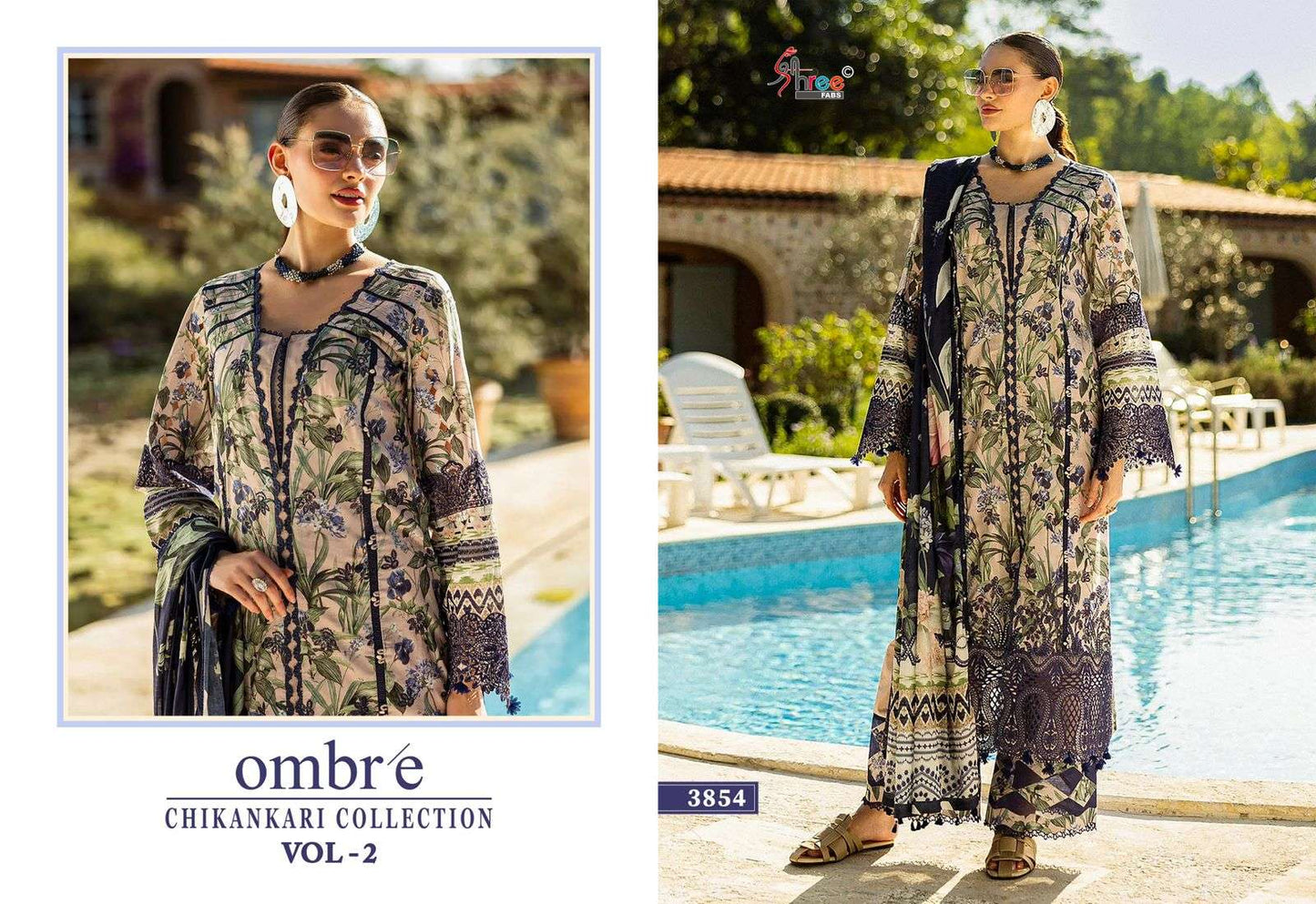 Shree Fab Ombre Chikankari Collection Vol-2  (8 Pcs)