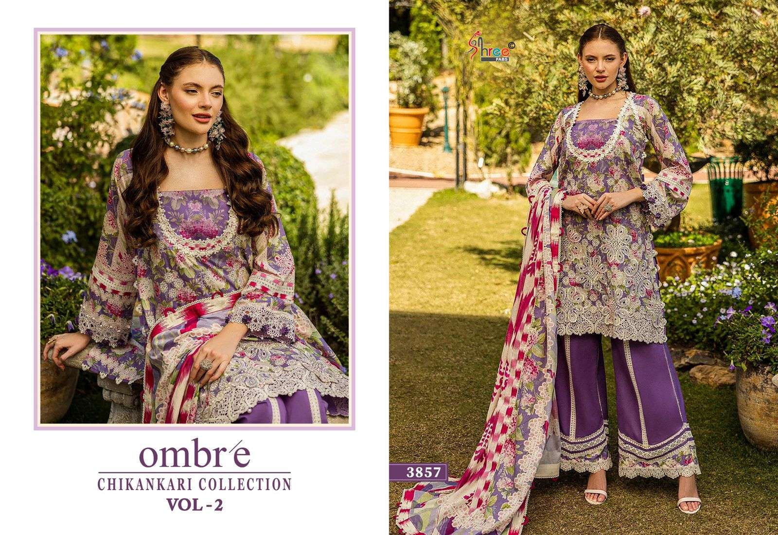 Shree Fab Ombre Chikankari Collection Vol-2  (8 Pcs)
