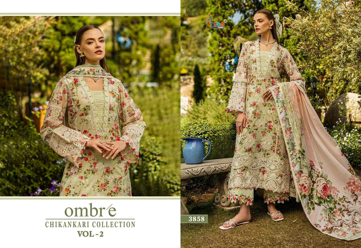 Shree Fab Ombre Chikankari Collection Vol-2  (8 Pcs)