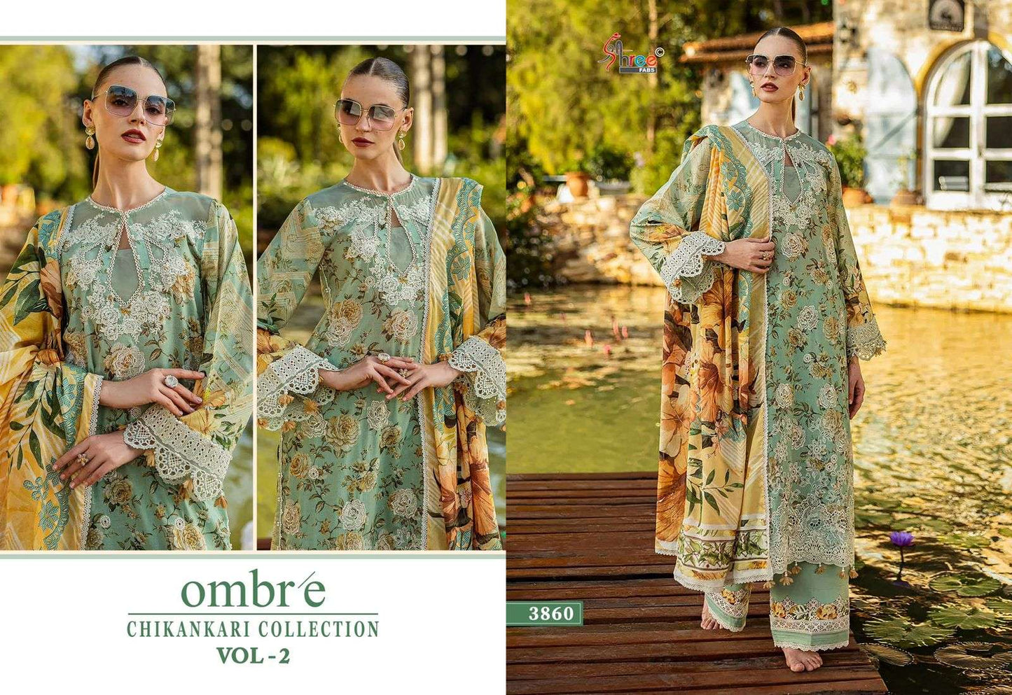 Shree Fab Ombre Chikankari Collection Vol-2  (8 Pcs)