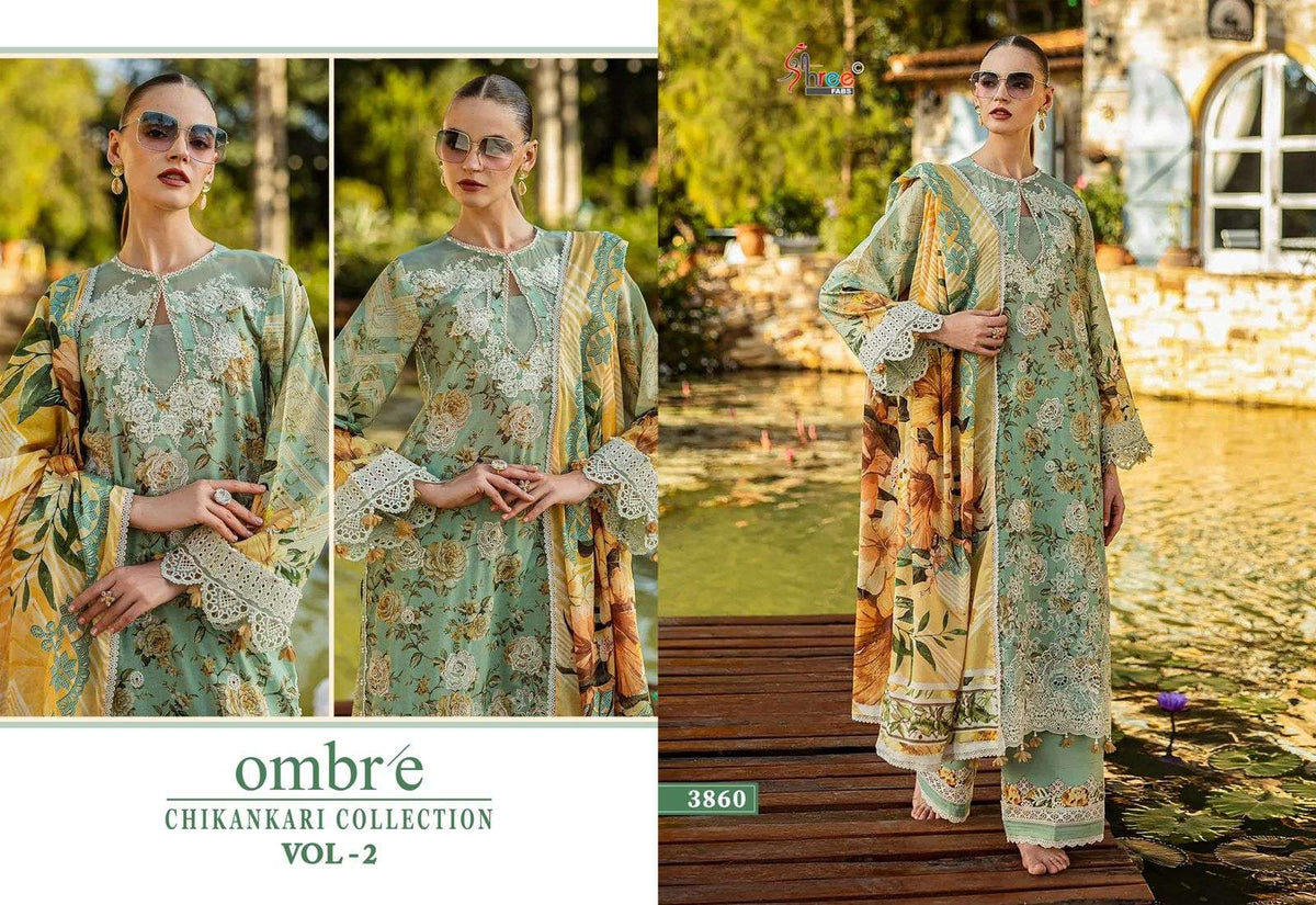Shree Fab Ombre Chikankari Collection Vol-2  (8 Pcs)