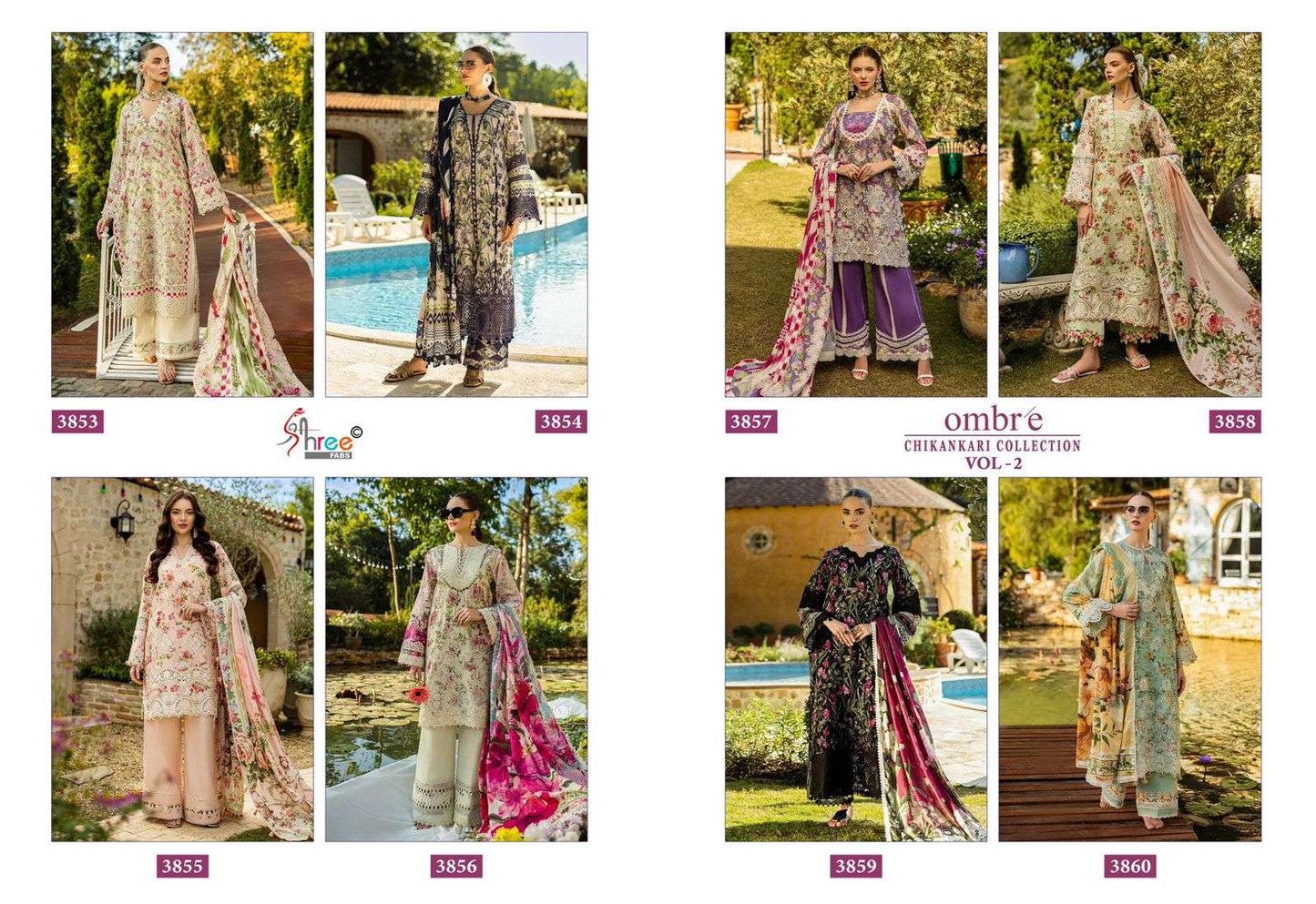 Shree Fab Ombre Chikankari Collection Vol-2  (8 Pcs)