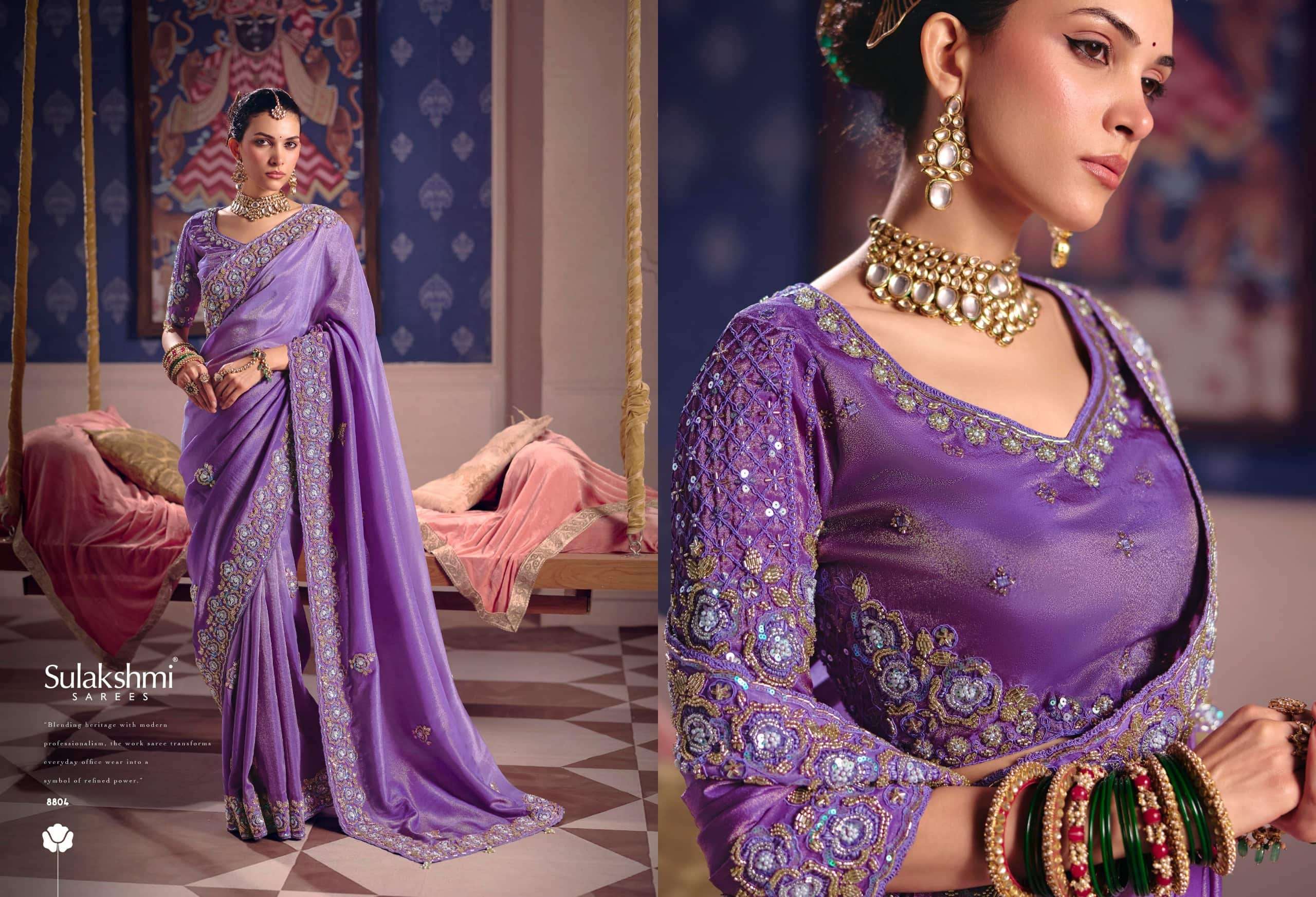 Sulakshmi Tarang Viscose Zari Tissue Embroidered Sarees