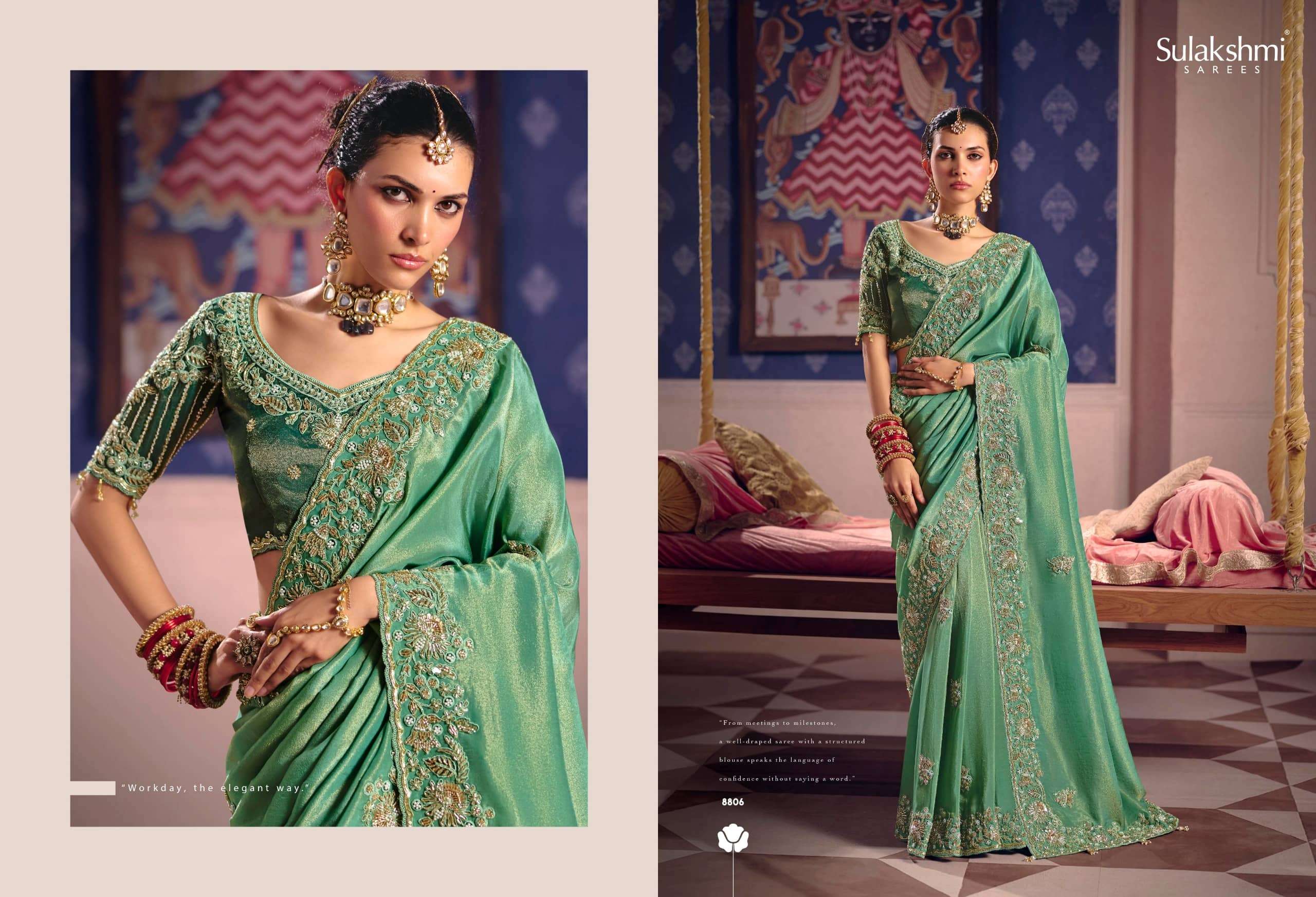Sulakshmi Tarang Viscose Zari Tissue Embroidered Sarees