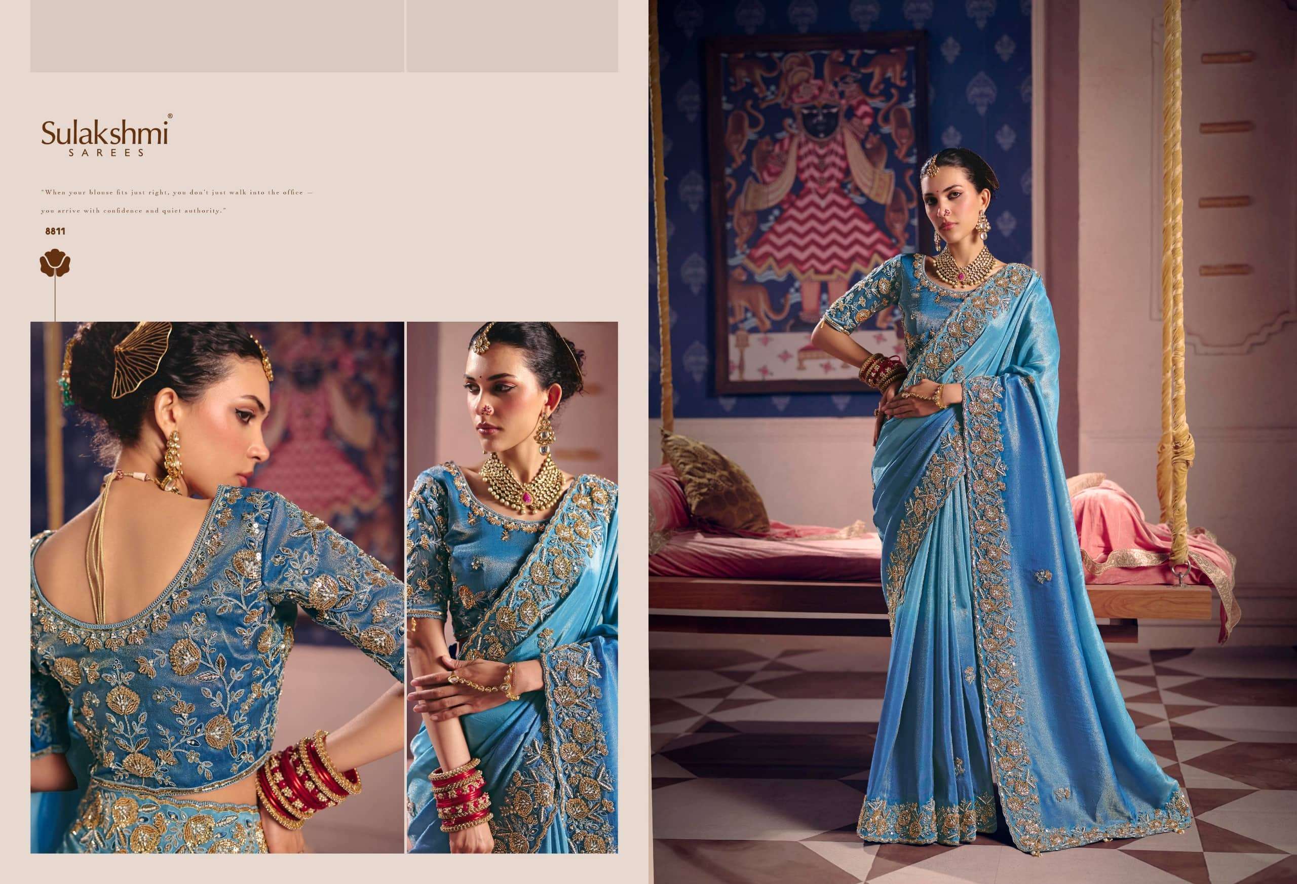 Sulakshmi Tarang Viscose Zari Tissue Embroidered Sarees