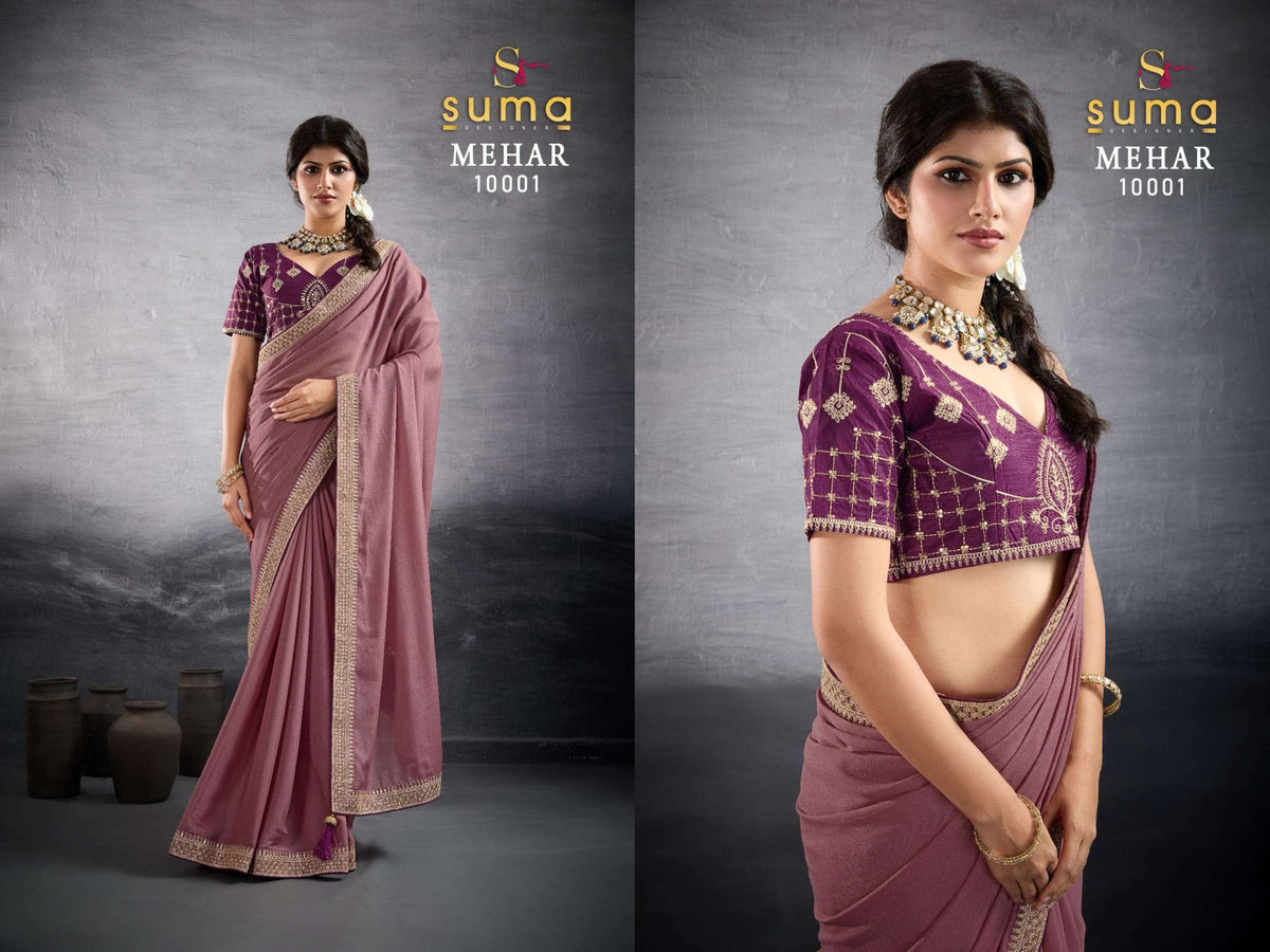 Suma Mehar Star Georgette Embroidery Printed Saree Collection