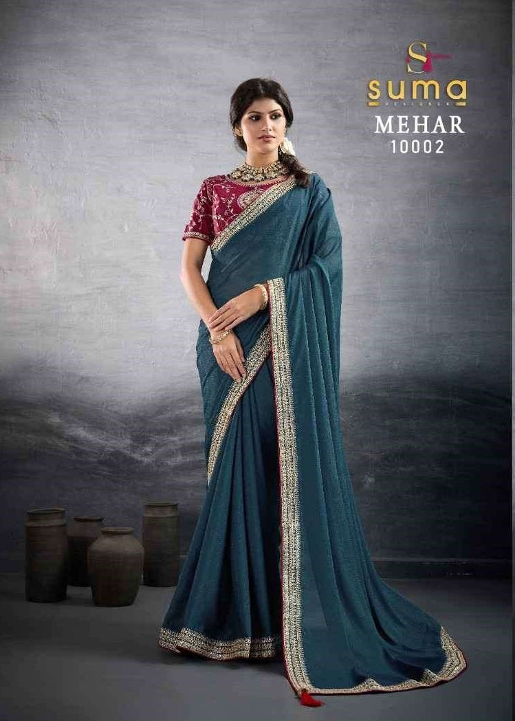 Suma Mehar Star Georgette Embroidery Printed Saree Collection