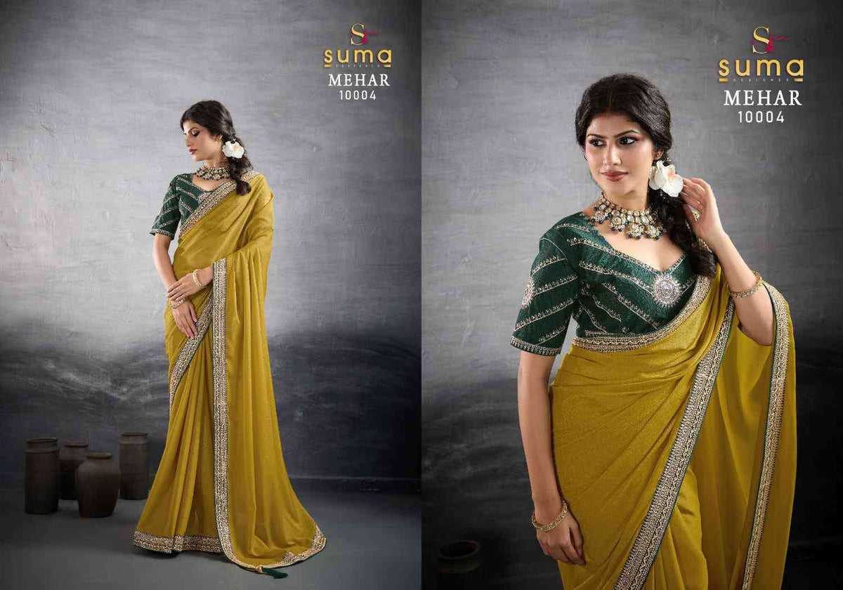 Suma Mehar Star Georgette Embroidery Printed Saree Collection