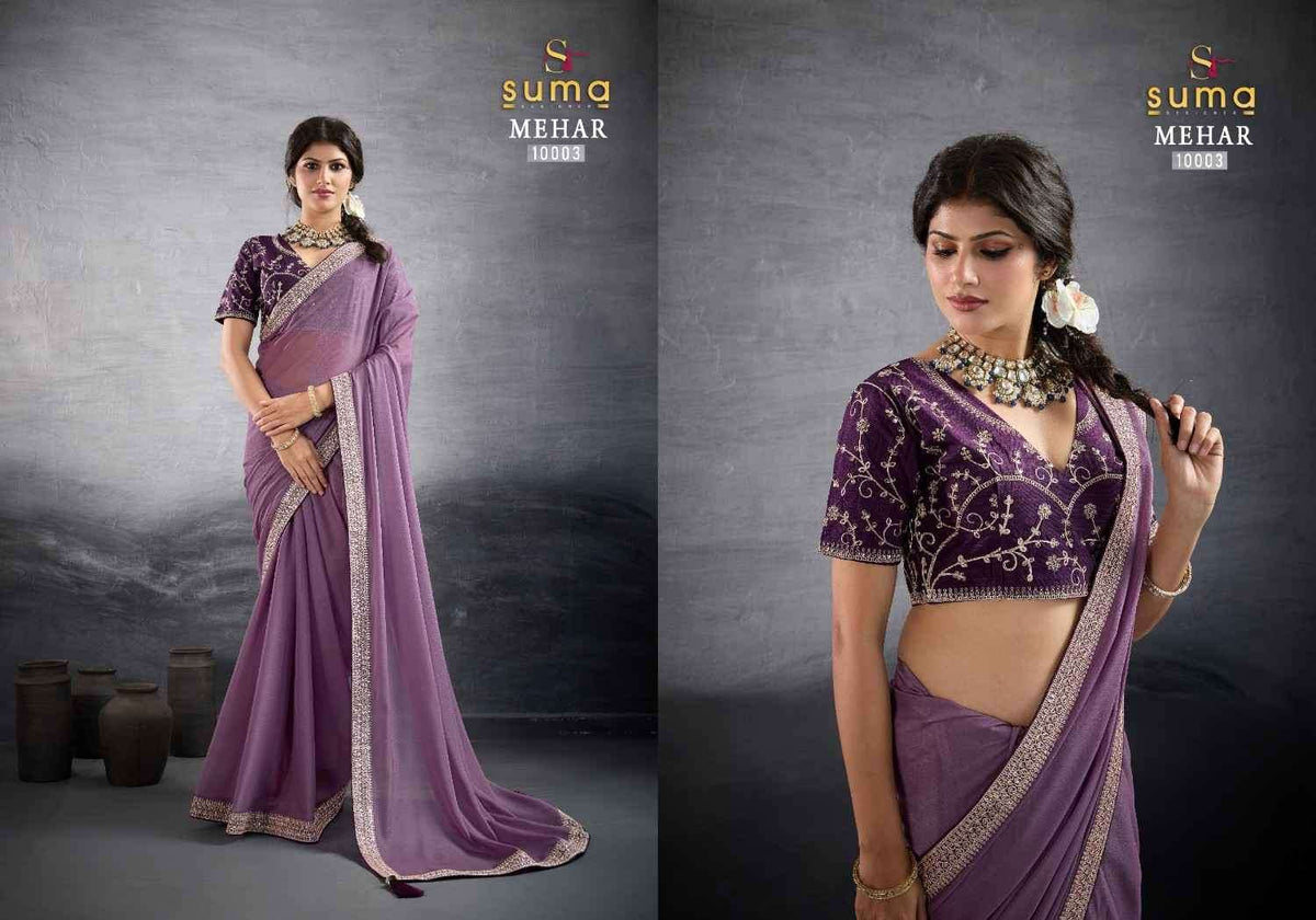 Suma Mehar Star Georgette Embroidery Printed Saree Collection