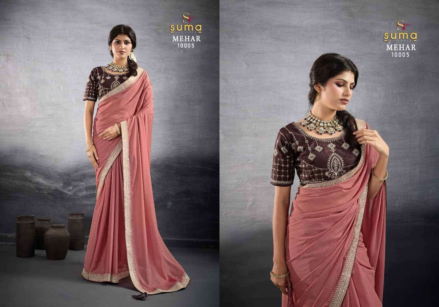 Suma Mehar Star Georgette Embroidery Printed Saree Collection